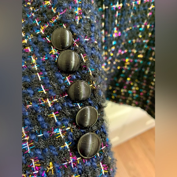 NWOT House of Harlow Double Breasted Button Blue Tweed Blazer Jacket Sz. Small - Picture 12 of 16